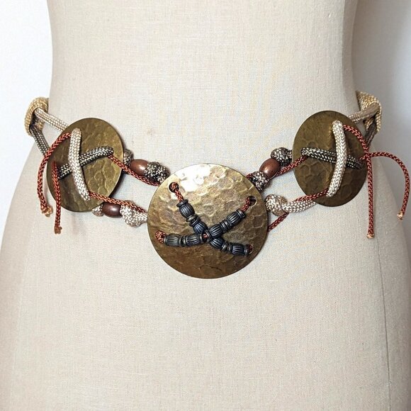 Statement Belt Boho Metal Round Woven Rope Dopamine Dressing Bead Wearable‎ Art main image 9